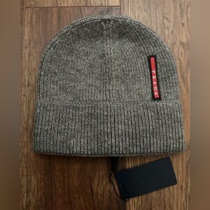 NEW Prada Gray Knit Beanie Hat